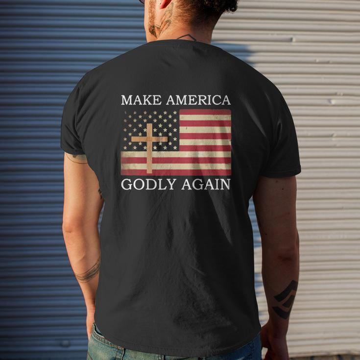 Make America Godly Again American Flag V2 Mens Back Print T-shirt Gifts for Him