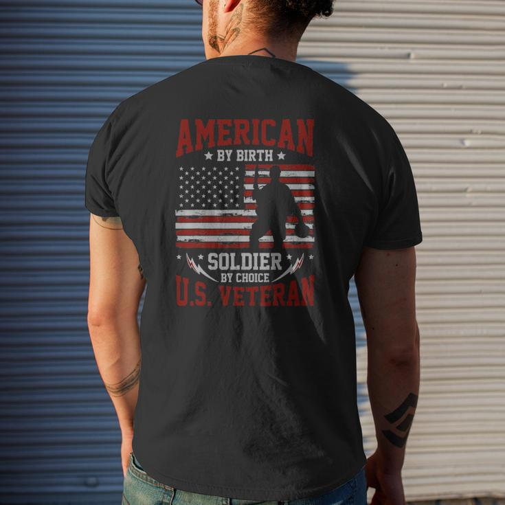 American By Birth Soldier By Choice Us Veteran Mens Back Print T-shirt Gifts for Him
