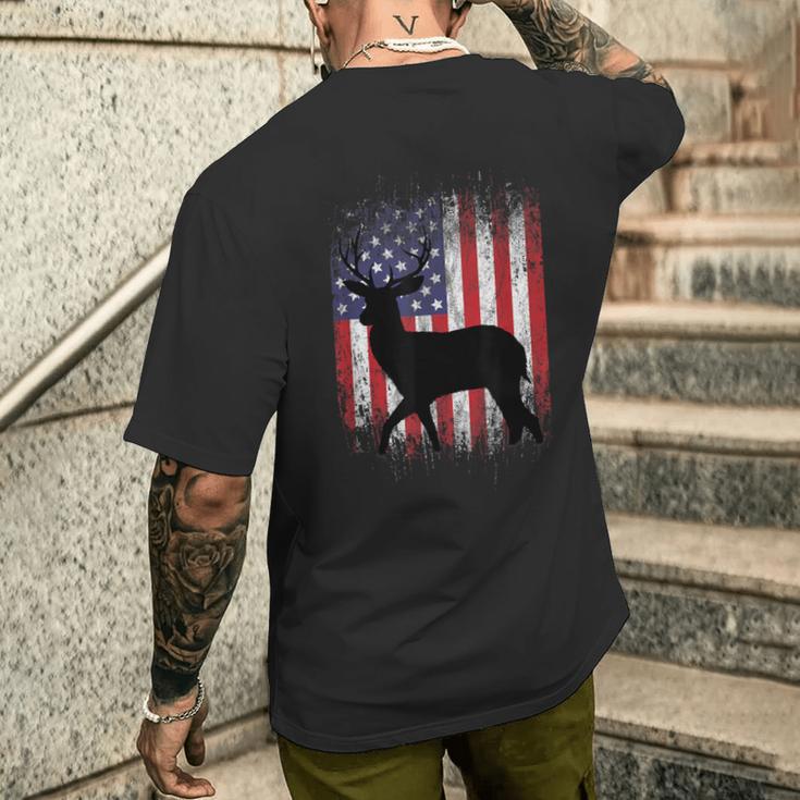 Deer Hunting American Flag Whitetail Buck (on back) T-Shirt