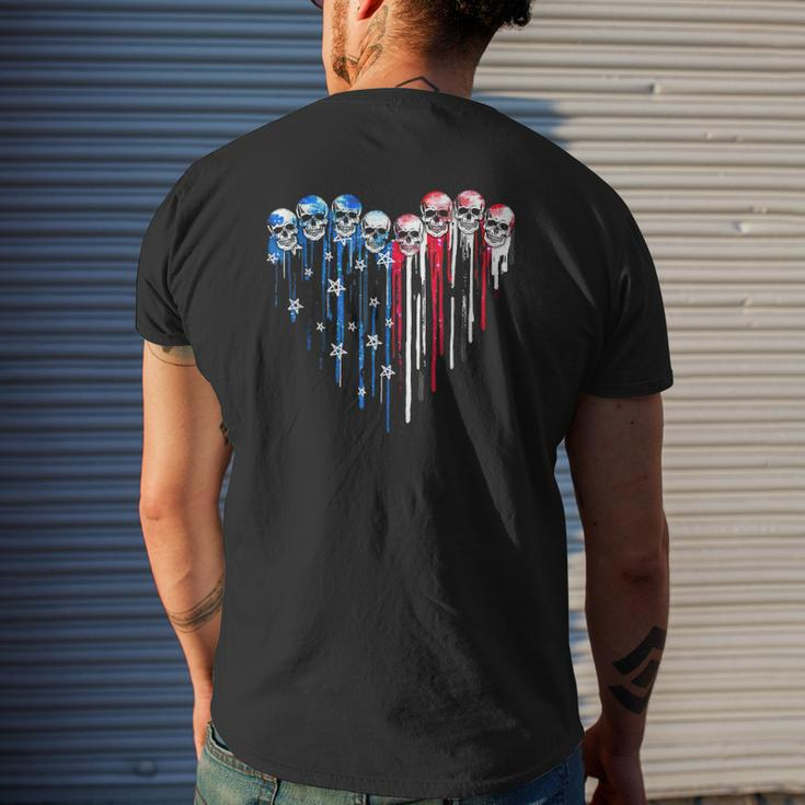 American Flag Heart Skull 4Th Of July 2021 Skull Lover Mens Back Print T-shirt Gifts for Him