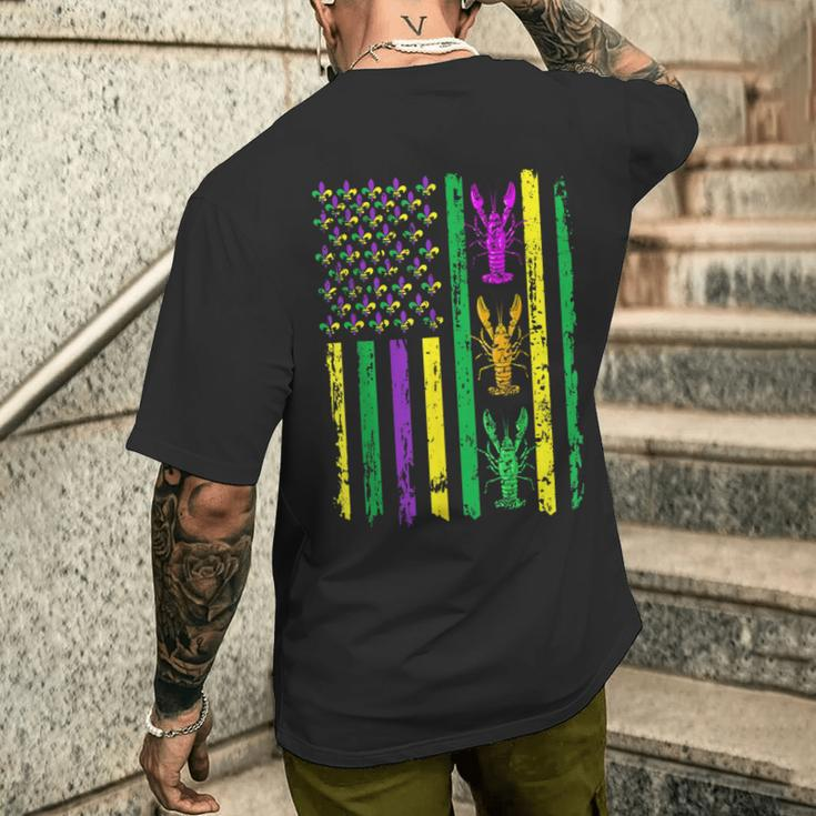 American Flag Mardi Gras Mardi Gras Crawfish Outfit Men's T-shirt Back Print Gifts for Him