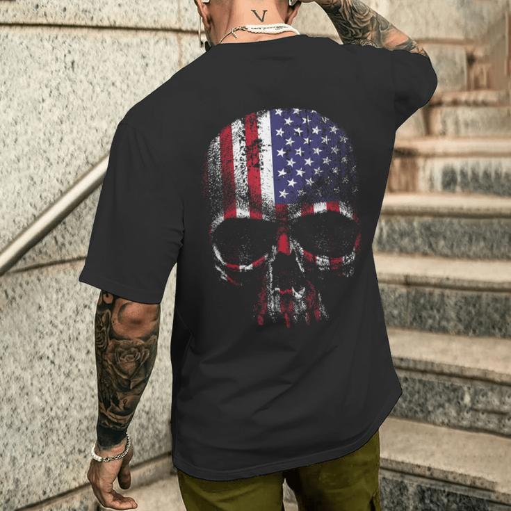 American Flag Usa Us Skull T-Shirt mit Rückendruck Geschenke für Ihn