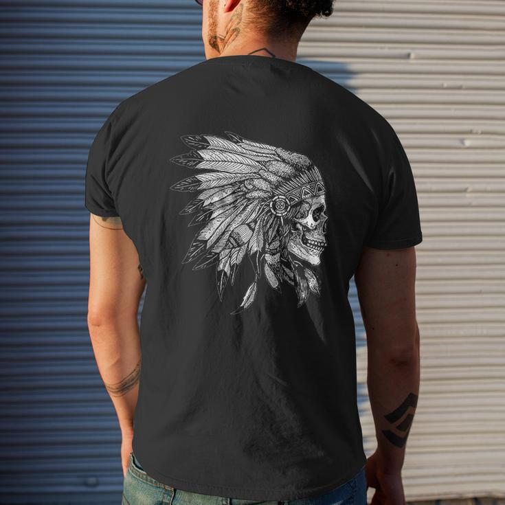 American Motorcycle Skull Native Indian Eagle Chief Vintage Mens Back Print T-shirt Gifts for Him