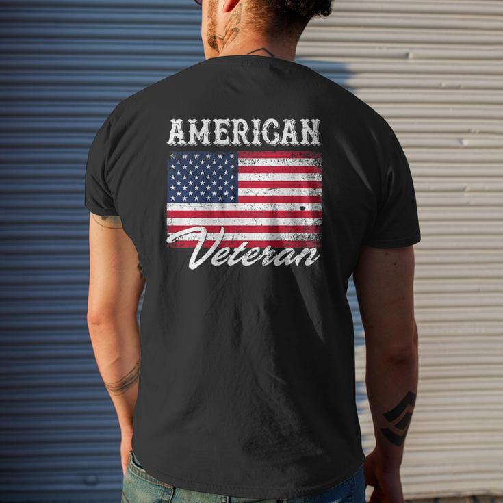 American Veteran Flag For Dad And Grandpa 4Th Of July Mens Back Print T-shirt Gifts for Him