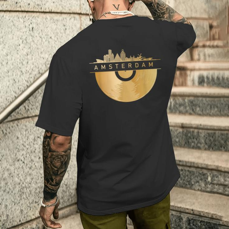 Amsterdam Skyline Musik Schallplatte Djintage Amsterdam T-Shirt mit Rückendruck Geschenke für Ihn