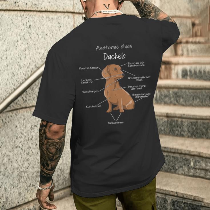 Anatomy Of A Dachshund Badger Dog T-Shirt mit Rückendruck Geschenke für Ihn