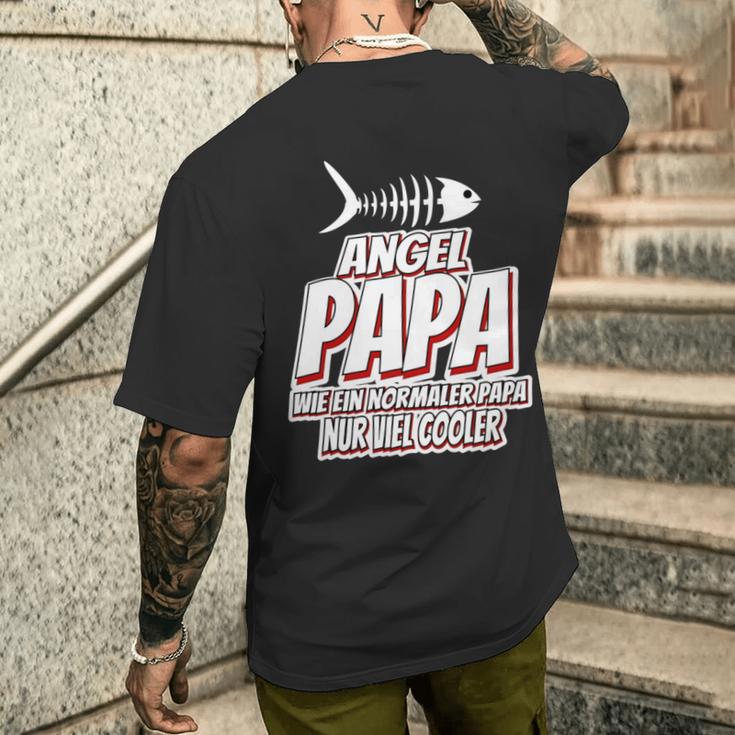 Angel Angler Papa Spruch Wie Ein Normaler Papa Nur Cooler T-Shirt mit Rückendruck Geschenke für Ihn