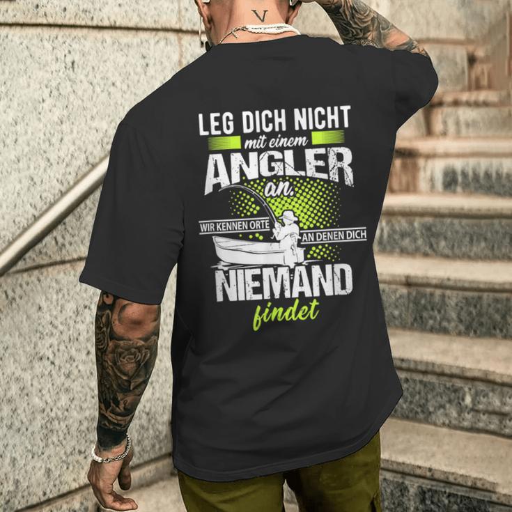 Angel Idea Fater Leg Dich Nicht Mit An Angler An T-Shirt mit Rückendruck Geschenke für Ihn