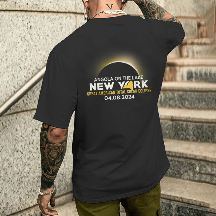 Angola On The Lake Ny New York Total Solar Eclipse 2024 Men's T-shirt Back Print Gifts for Him