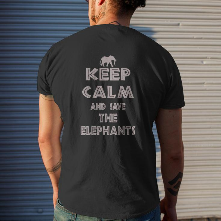 Animal Activis Keep Calm And Save The Elephants Mens Back Print T-shirt Gifts for Him