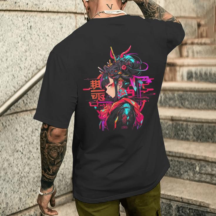 Anime Manga Cyberpunk Aesthetic Techwear Harajuku Punk T-Shirt mit Rückendruck Geschenke für Ihn