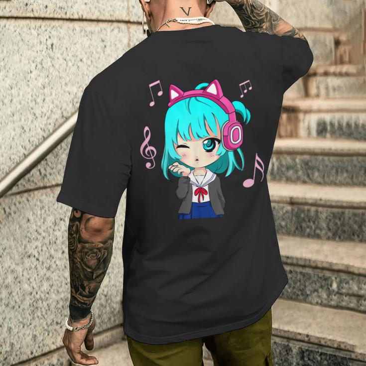 Anime Y Música Chica Para Adolescente Chibi Gráfico Anime Chica Camiseta Hombre Estampado Espalda Regalos para él