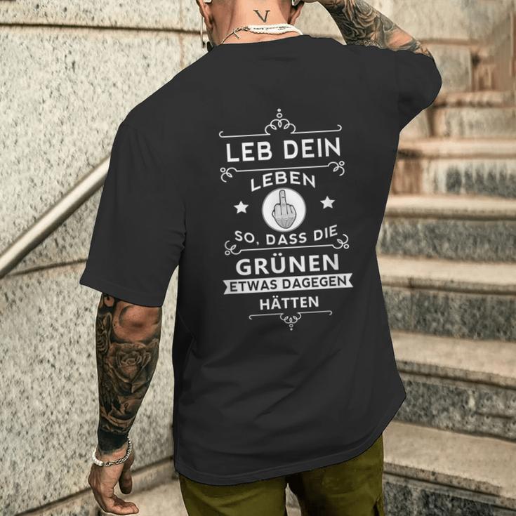 Anti-Grünen Leb Dein Leben So Party Co2 Middle Finger T-Shirt mit Rückendruck Geschenke für Ihn