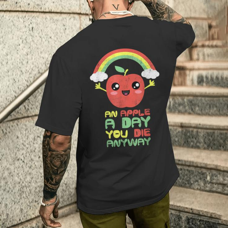 An Apple A Day You Die Anyway Cute T-Shirt mit Rückendruck Geschenke für Ihn