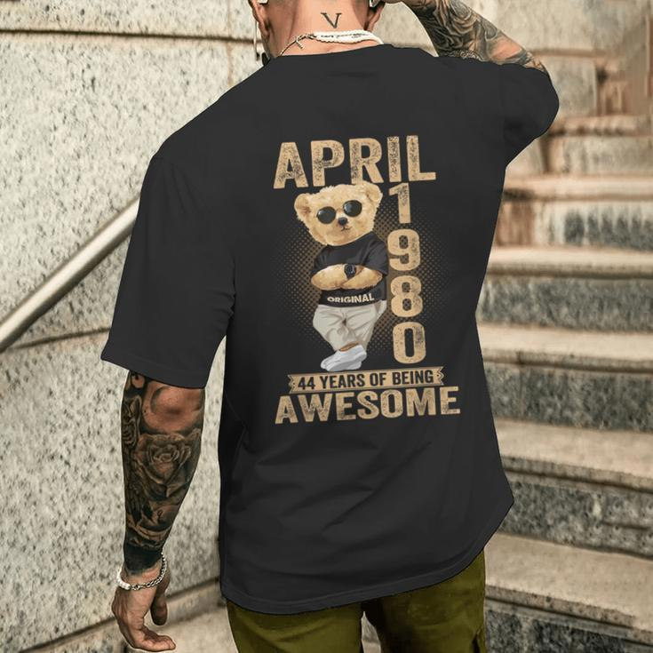 April 1980 44Th Birthday 2024 44 Years Of Being Awesome Men's T-shirt Back Print Gifts for Him