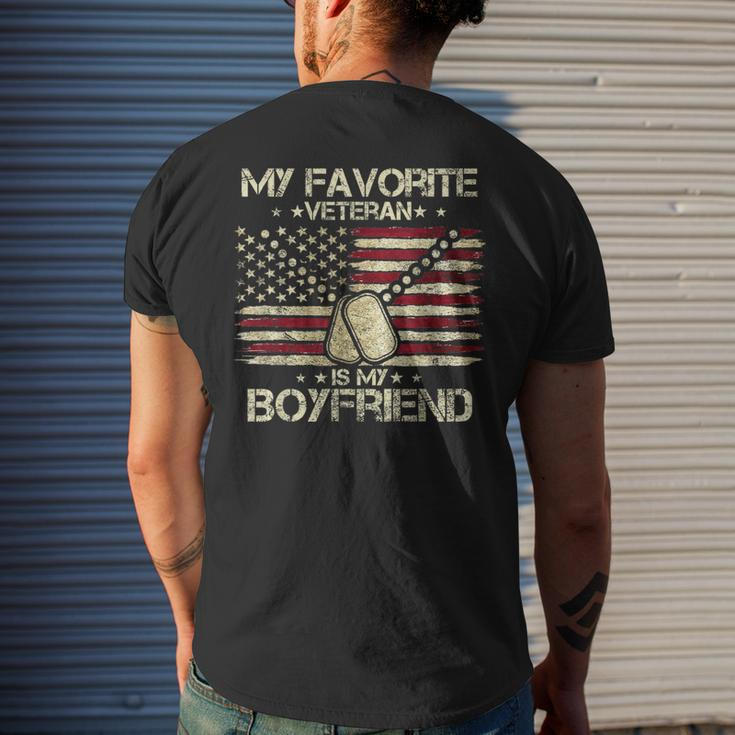 Army Veterans Day My Favorite Veteran Is My Boyfriend Men's T-shirt Back Print Gifts for Him