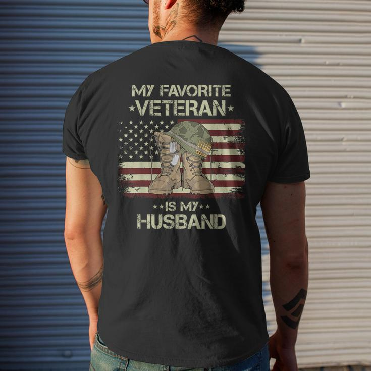 Army Veterans Day My Favorite Veteran Is My Husband Men's T-shirt Back Print Gifts for Him