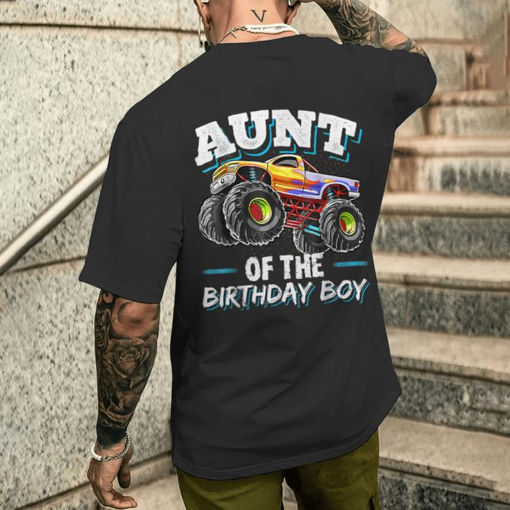 Aunt Of The Birthday Boy Monster Truck Birthday Party Men's T-shirt Back Print Gifts for Him