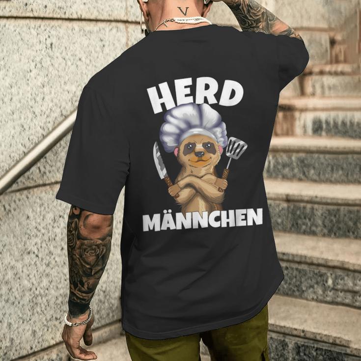 'Aus Meerkat Wird Herdmännchen Wortspiel Cooking Outfit Black T-Shirt mit Rückendruck Geschenke für Ihn