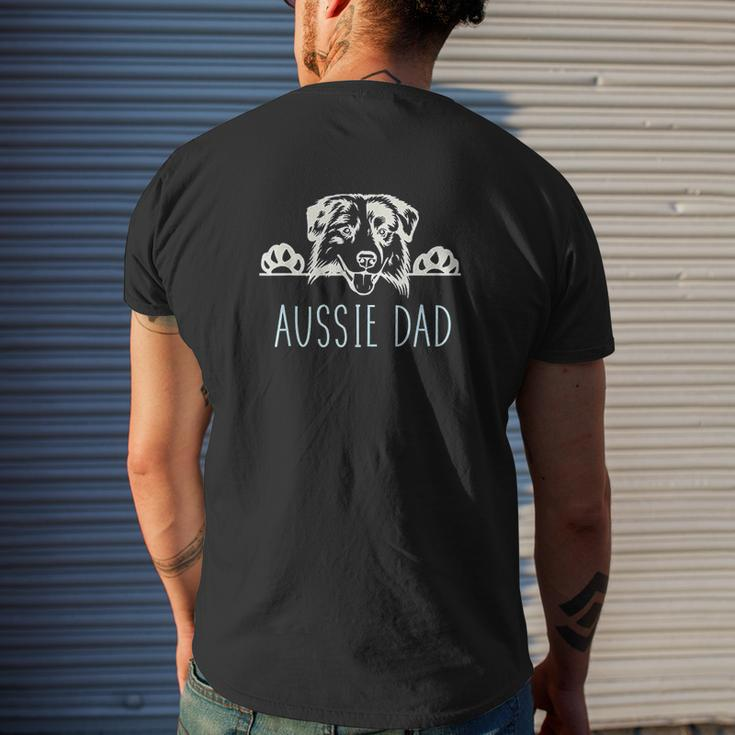Aussie Dad With Australian Shepherd Mens Back Print T-shirt Gifts for Him