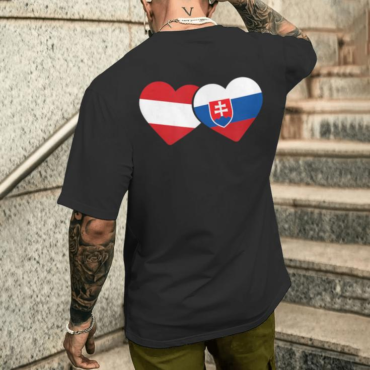 Austria Flag Slovak Flag Austria Slovakia T-Shirt mit Rückendruck Geschenke für Ihn