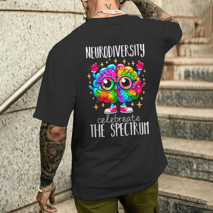 Autism Awareness Neurodiversity Brain Men's T-shirt Back Print Gifts for Him