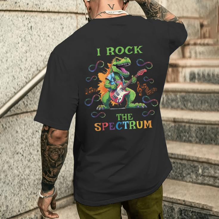 Autism Infinity Trex I Rock The Spectrum Men's T-shirt Back Print Gifts for Him