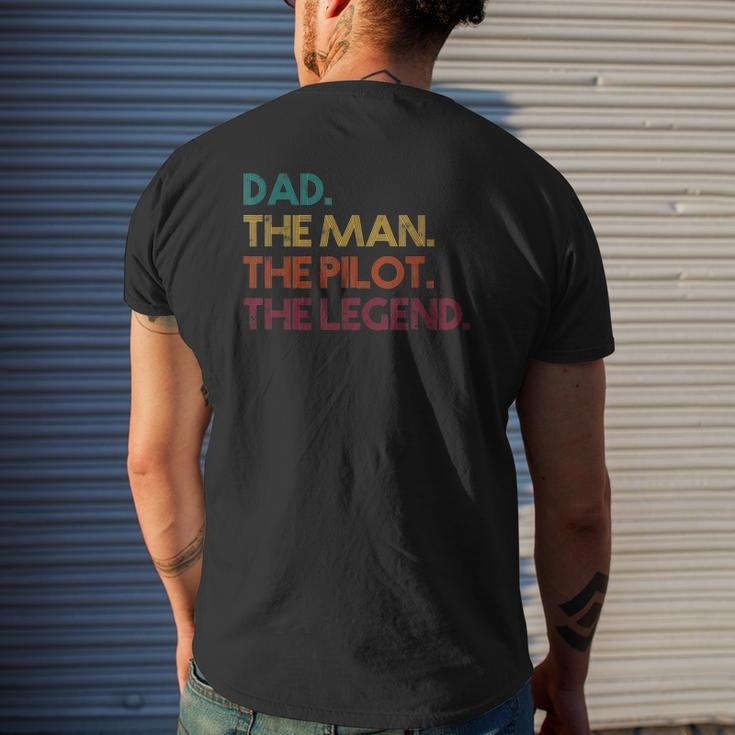 Aviation Retro Style Dad The Man Pilot Legend Dad Mens Back Print T-shirt Gifts for Him