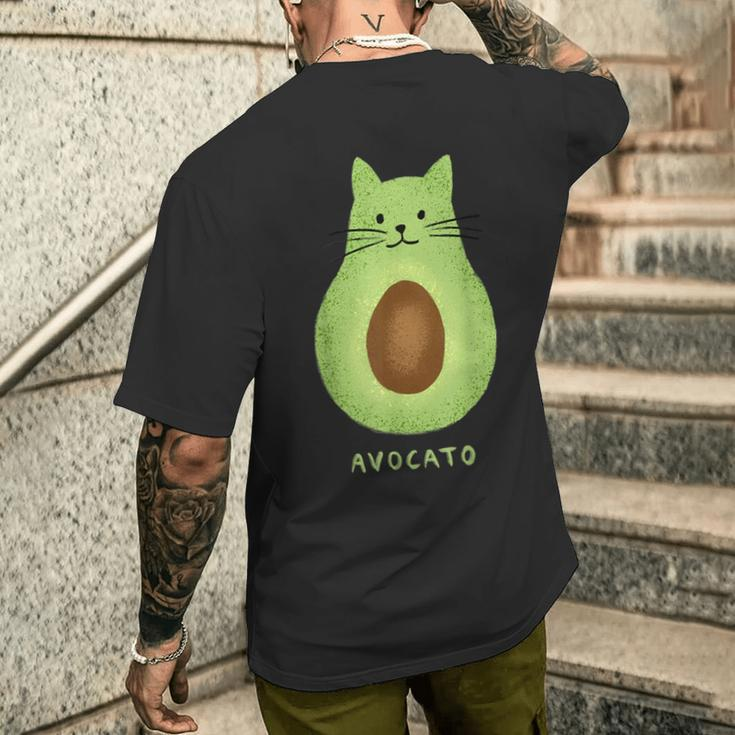 Avocato Cute Cat Avocado Vegan And Cat Owner Kitten Men's T-shirt Back Print Gifts for Him