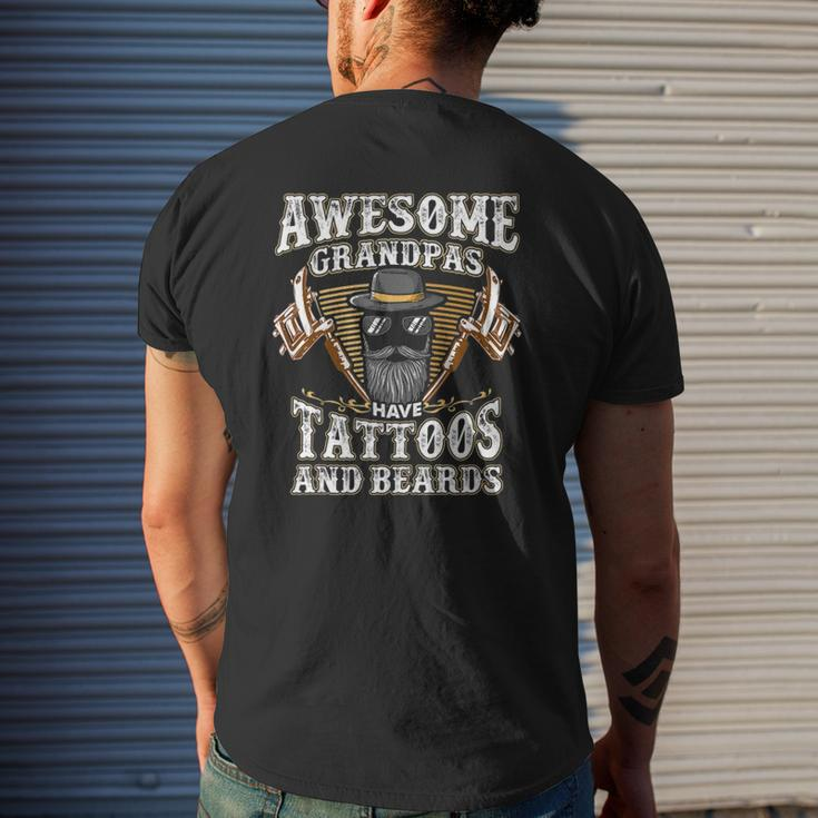 Awesome Grandpas Have Tattoos & Beards Mens Back Print T-shirt Gifts for Him