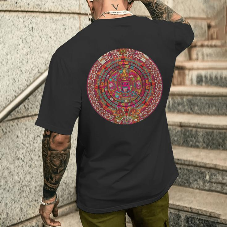 Aztec Mexico Maya Aztec Calendar T-Shirt mit Rückendruck Geschenke für Ihn