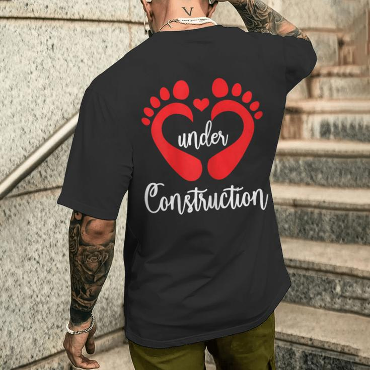 Baby Under Construction Baby Feet Heart Pregnant Maternity Men's T-shirt Back Print Gifts for Him