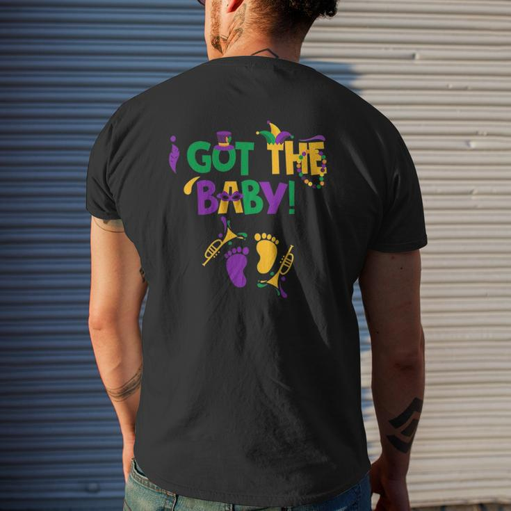I Got The Baby Mardi Gras Pregnancy Announcement Outfit Mens Back Print T-shirt Gifts for Him