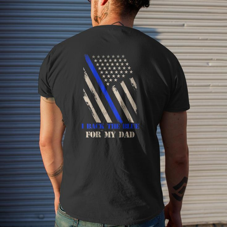 Back The Blue For My Dad Proud Police's Kids Art On Back Mens Back Print T-shirt Gifts for Him