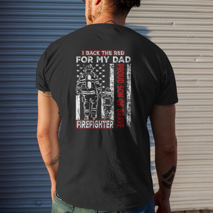 I Back The Red For My Dad Proud Son Firefighter Father's Day Mens Back Print T-shirt Gifts for Him