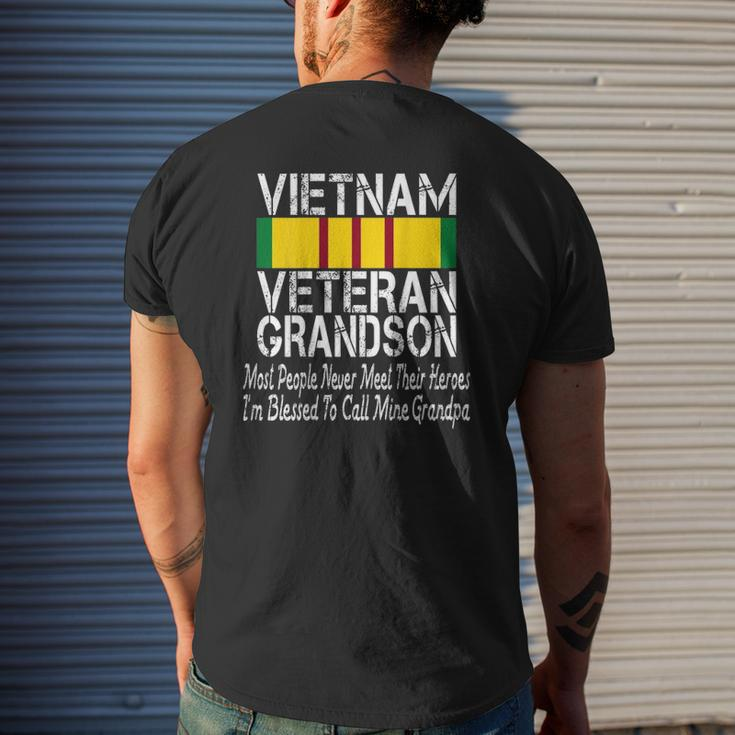 Print On Back Vintage Proud Vietnam Veteran Grandson Mens Back Print T-shirt Gifts for Him
