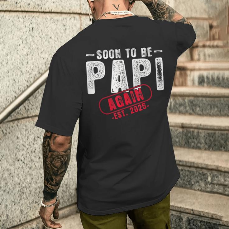 Bald Wird Papi Est 2025 Wieder Zum Neuen Papa Onkel Befördert T-Shirt mit Rückendruck Geschenke für Ihn