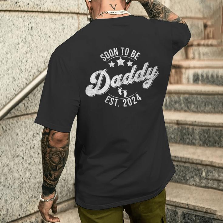 Bald Zu Sein Papa Est 2024 Befördert Zu Papa Zukunft Neueater T-Shirt mit Rückendruck Geschenke für Ihn