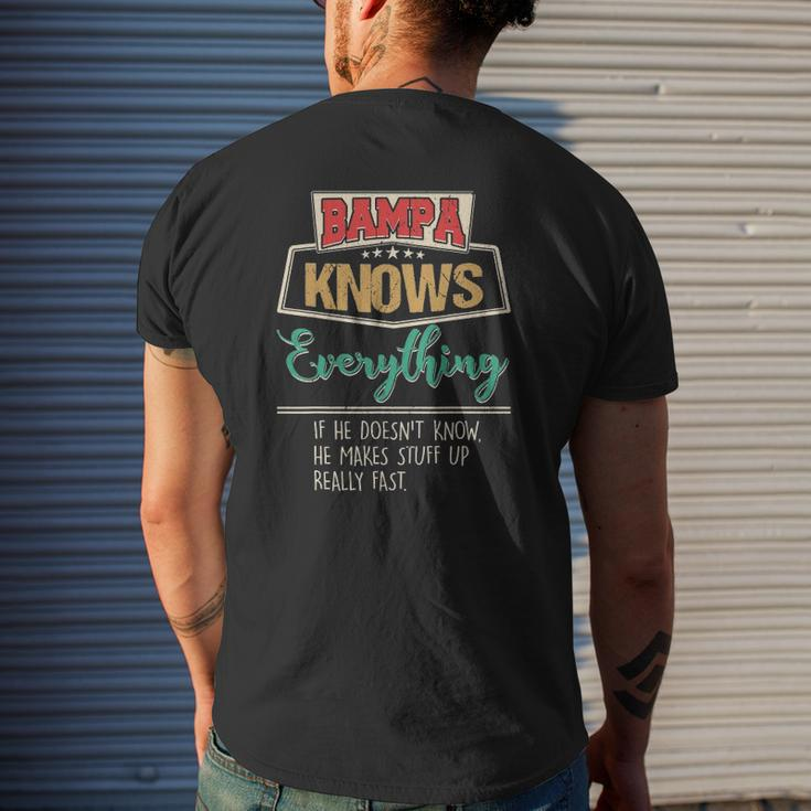 Bampa Knows Everything Grandpa Fathers Day Mens Back Print T-shirt Gifts for Him