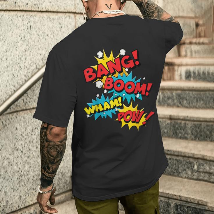 Bang Boom Pow Wham Comic Bubbles Men's T-shirt Back Print Funny Gifts