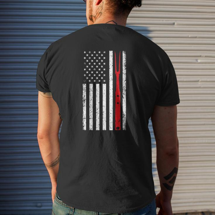 Barbecue For Men Dad Patriotic American Flag Bbq Tools Mens Back Print T-shirt Gifts for Him