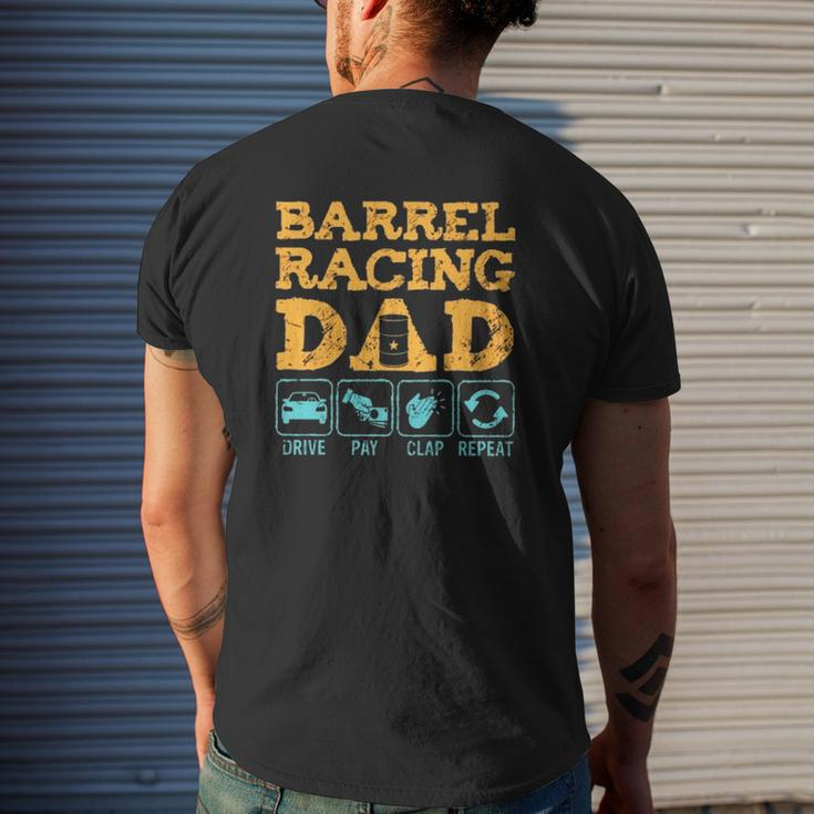 Barrel Racing Dad Drive Pay Clap Repeat Vintage Retro Mens Back Print T-shirt Gifts for Him