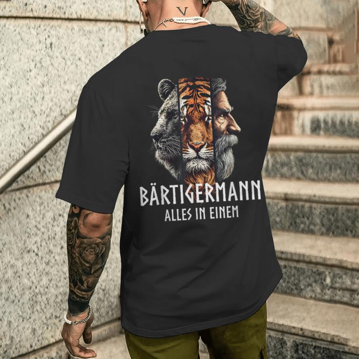 Bärtigermann Alles In Einem Bär Tigeriking Man T-Shirt mit Rückendruck Geschenke für Ihn