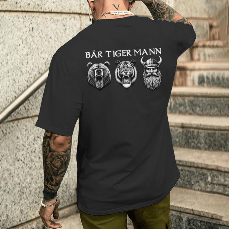 Bärtigermann Alles In Einem Viking Black T-Shirt mit Rückendruck Geschenke für Ihn