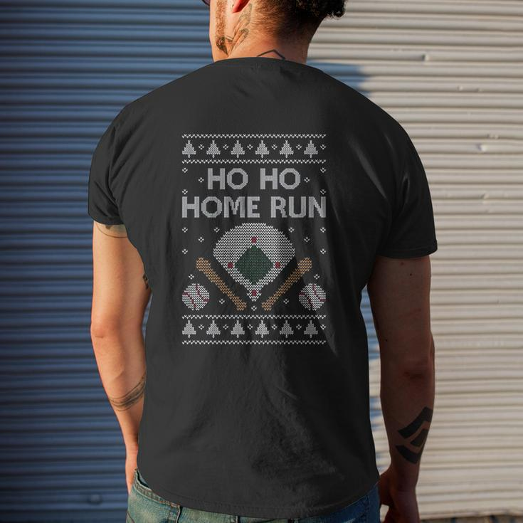 Baseball Fans Ugly Christmas Ho Ho Home Run Youth Kids Mens Back Print T-shirt Gifts for Him