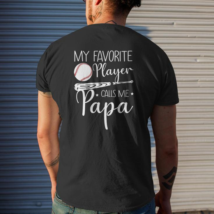 Baseball My Favorite Player Calls Me Papa Grandpa Mens Back Print T-shirt Gifts for Him