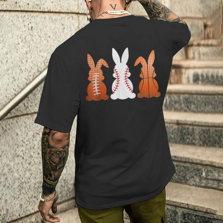 Basketball Baseball Football Sports Easter Bunny Rabbits Men's T-shirt Back Print Gifts for Him