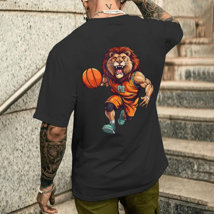 Basketball Lion T-Shirt mit Rückendruck Geschenke für Ihn