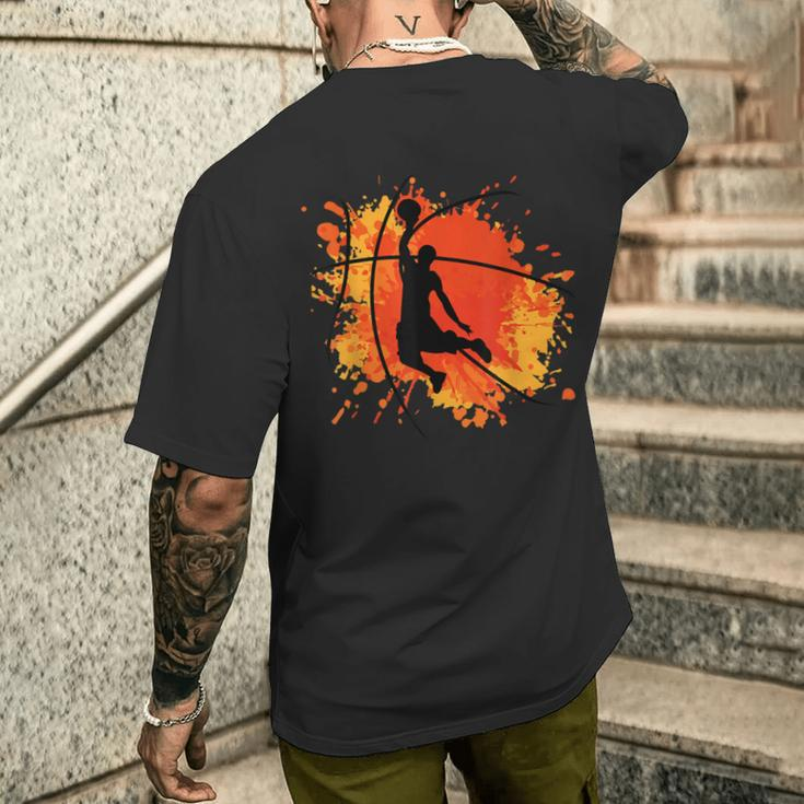 Basketball Sport Basketball Player Silhouette Basketball T-Shirt mit Rückendruck Geschenke für Ihn