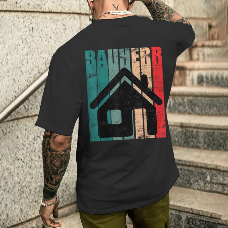 Bauherr Hausbau Eigenheim Vintage Slogan Immobilie T-Shirt mit Rückendruck Geschenke für Ihn